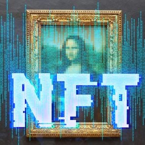 nft text and computer code over the mona lisa