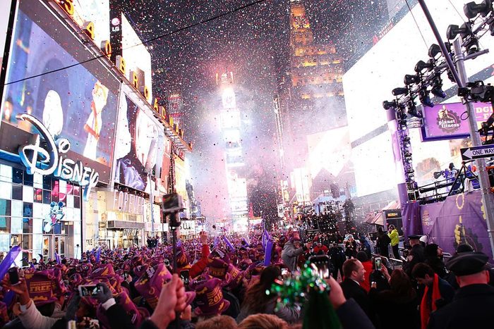 time square during New Years eve celebration in New York City