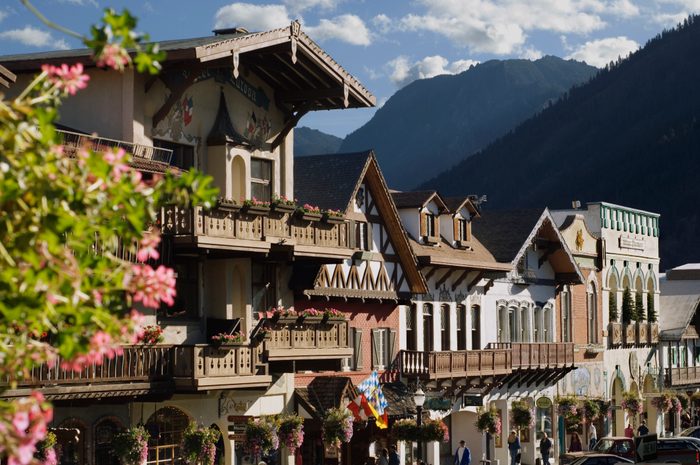Bavarian style village located near Cascade Mountains in Leavenworth, Washington