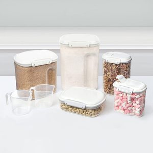 Sistema 5 Piece Food Storage Containers For Pantry With Lids And 2 Measuring Cups For Flour And Sugar