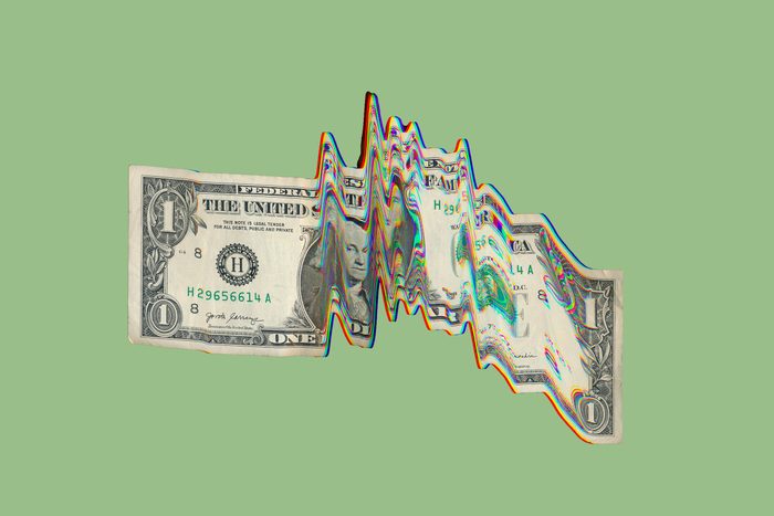 dollar bill with glitch effect