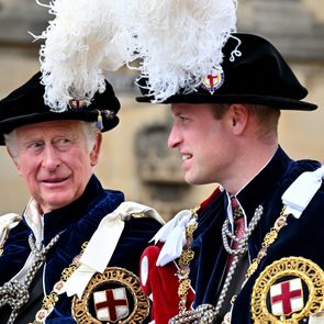 Prince Charles, Prince of Wales and Prince William, Duke of Cambridge attend The Order of The Garter service at St George's Chapel, Windsor Castle on June 13, 2022 in Windsor, England.
