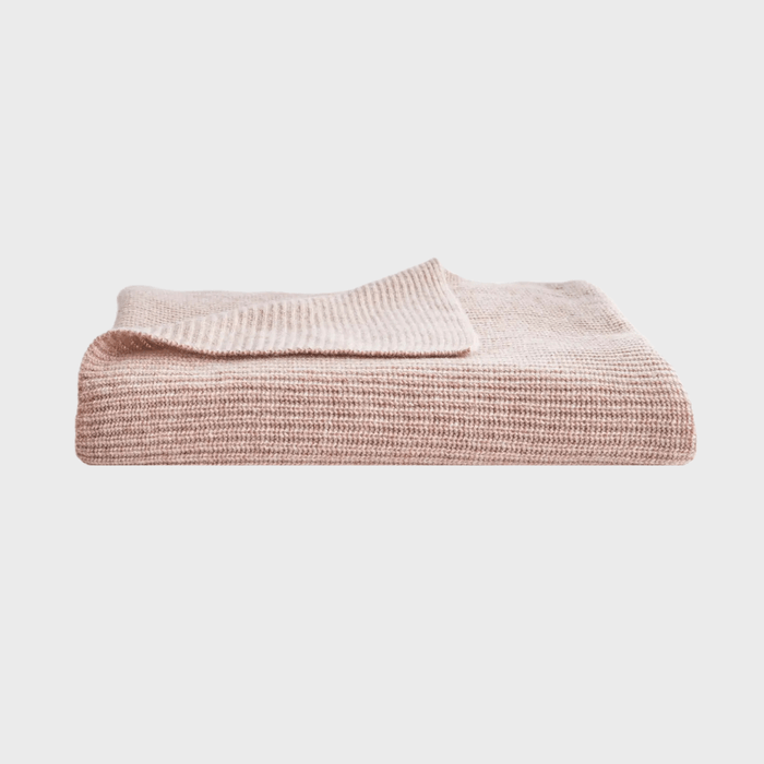 Ribbed Knit Cashmere Throw