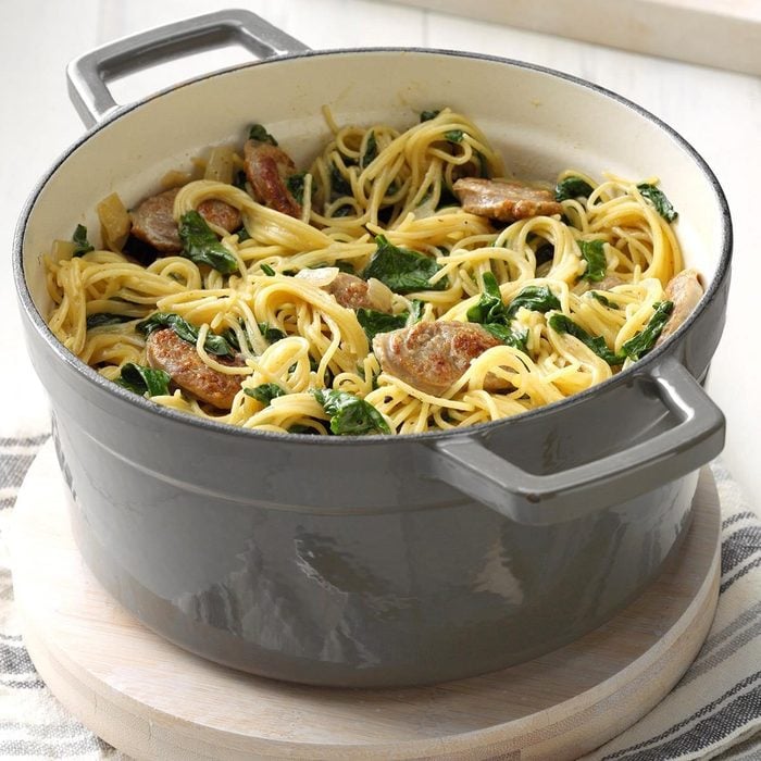 Angel Hair Pasta With Sausage Spinach