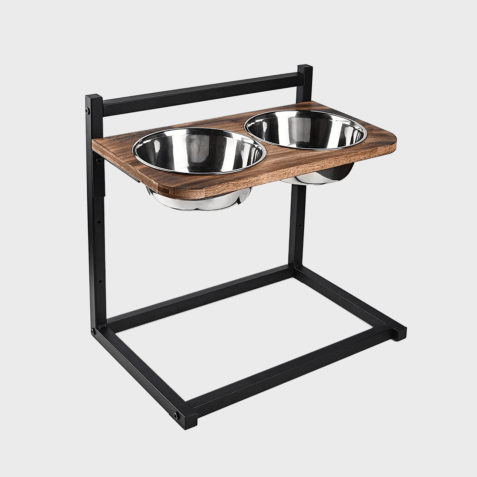 Elevated Dog Bowl with Double Stainless Steel Bowl and Waterproof Plate ,  Rustic Wooden Dog Dish Stand for Medium To Large Dogs and Cats. Do-Over