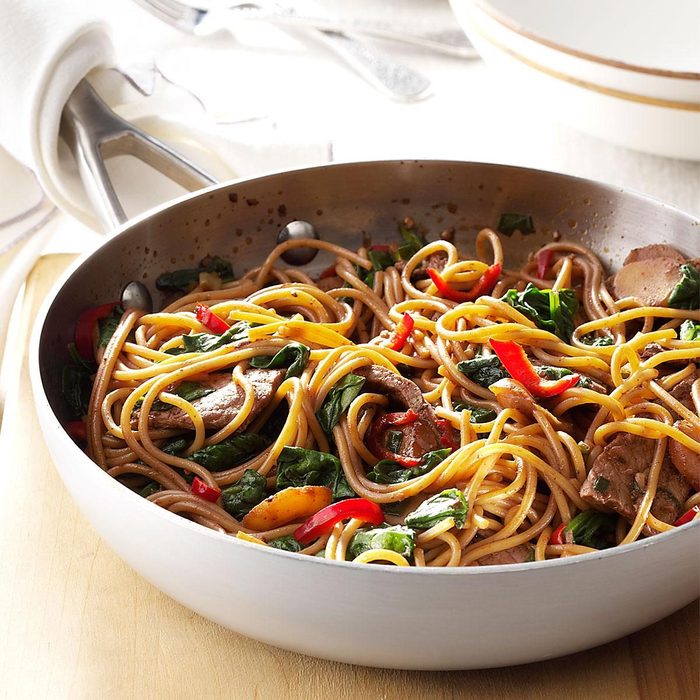 beef and spinach lo mein