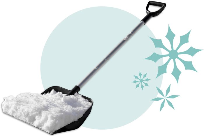 Snow shovel with snow