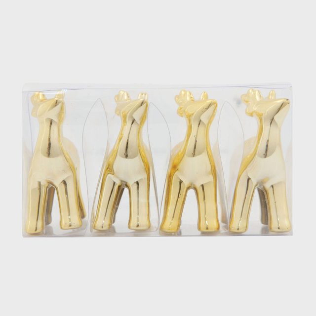 Electroplated Deer Figurine Set Of 4