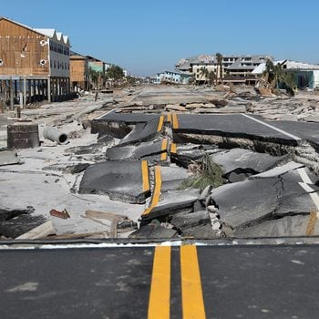 State Road 98 is torn up after Hurricane Michael passed through the area on October 12, 2018 in Mexico Beach, Florida