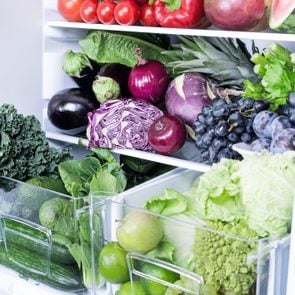 Purple fresh vegetables in refrigerator