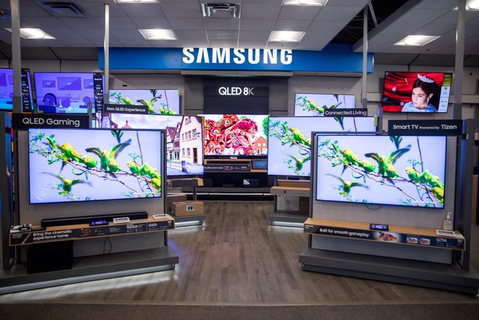 selection of Samsung TVs at a store