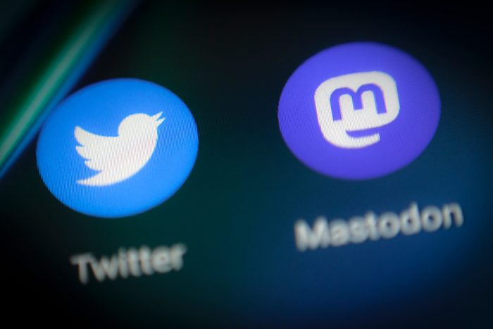 Twitter and Mastodon App Logos seen side by side
