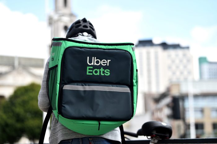 Uber eats man on a bike