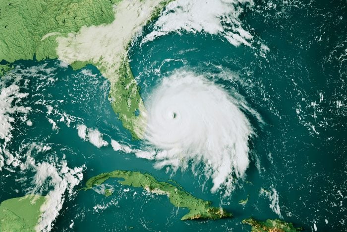 Hurricane Dorian 2019 Topographic Map 3D Render Color