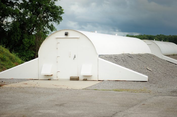 Storm shelters with clouds