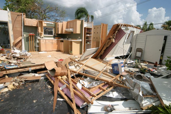 A mobile home modular home trailer park damaged by Hurricane Charley.