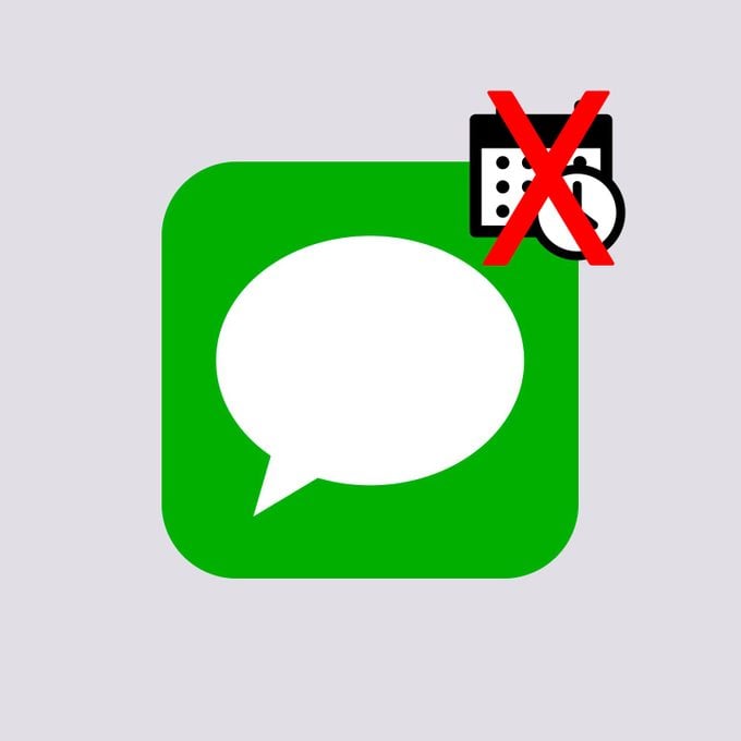 imessage icon with an x over a scheduling icon