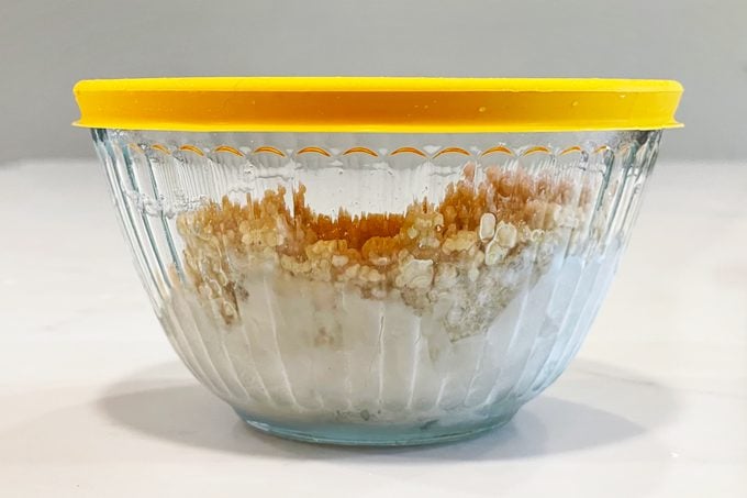 glass food container out of the freezer