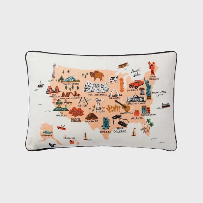 United States of America Embroidered Pillow
