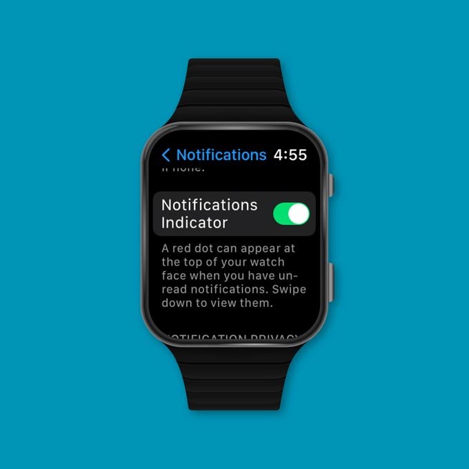 Notifications screen on an Apple Watch