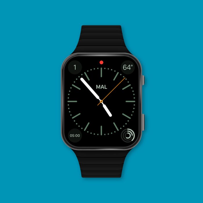 Red dot and clock on Apple Watch