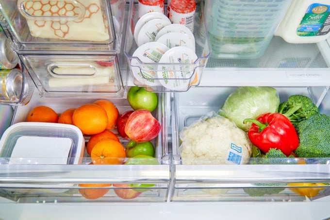 crisper drawers for fruit and vegetables in an Organized Fridge