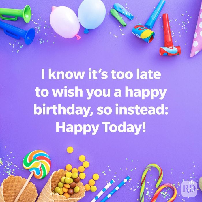 Belated Birthday Wish on a purple background