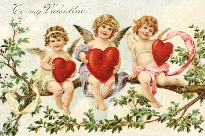 Victorian Valentine card with cherubs
