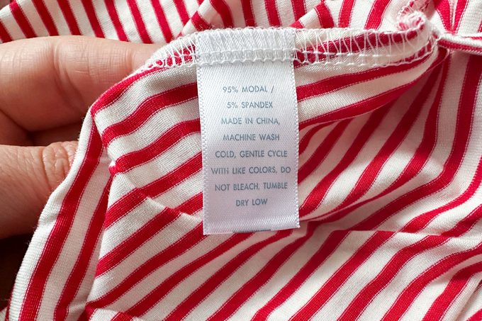 close up on material and care tag of Lake Pajamas