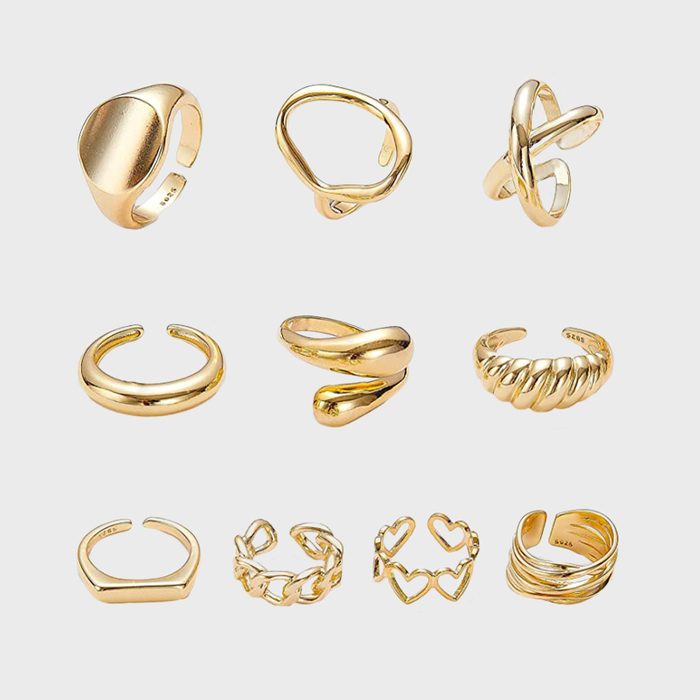 10pcs Gold Dome Chunky Rings