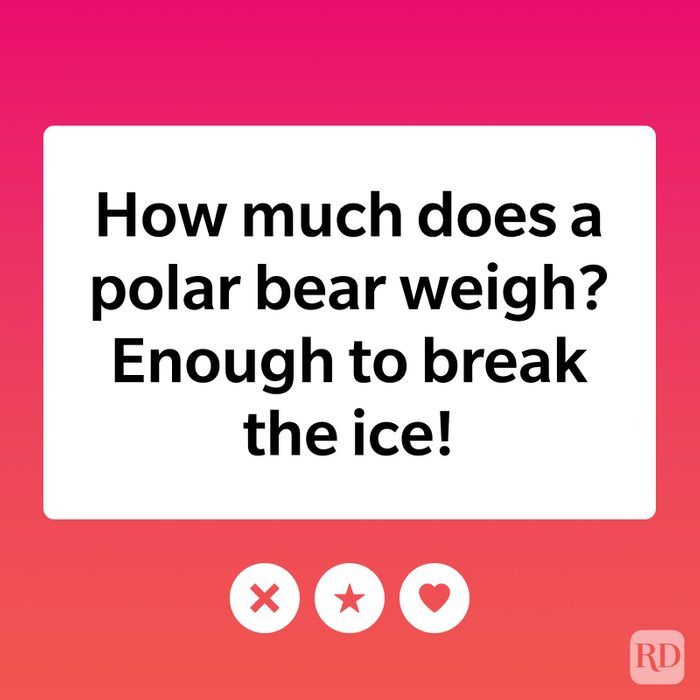 image showing a tinder pickup line: how much does a polar bear weigh? Enough to break the ice!