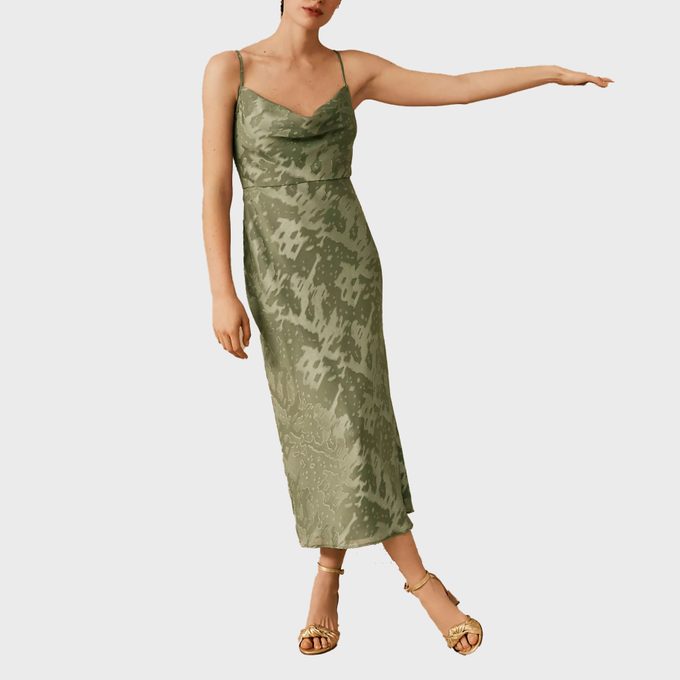 Cowl Neck Silky Midi Dress Ecomm Via Anthropologie