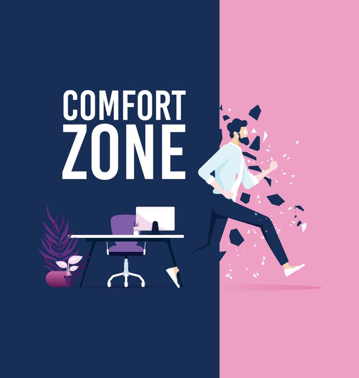 Businessman exit from comfort zone