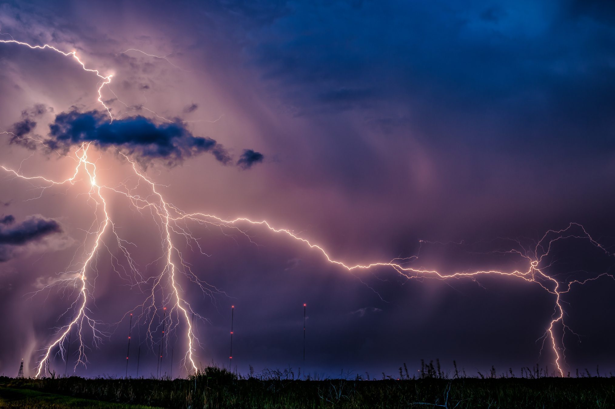 Panoramic view of lightning against sky at night