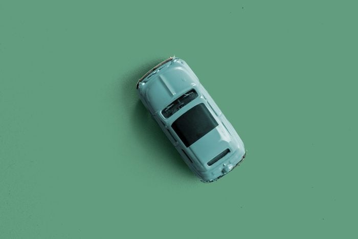 vintage car model on a green background
