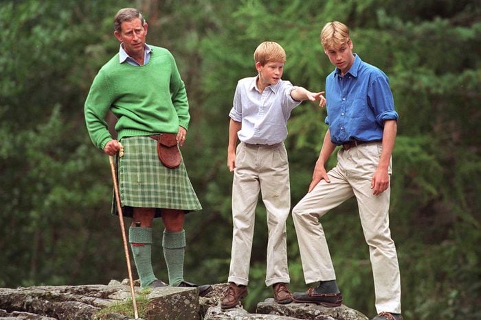 Prince Charles Prince William and Prince Harry visit the Balmoral Castle Estate