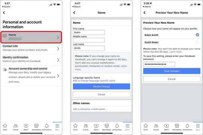 How To Change Name On Facebook Mobile