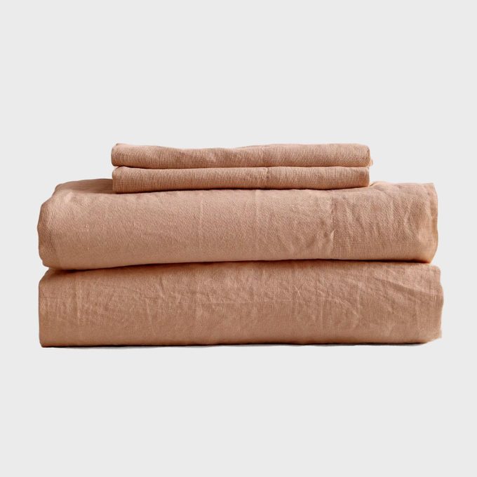 Desert Rose colored quince linen sheets