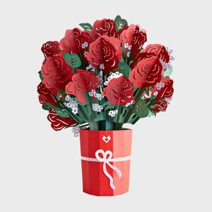 Red Rose Bouquet Valentines Card