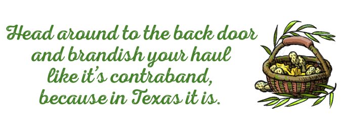 "Head around to the back door and brandish your haul like it's contraband, because in Texas it is."