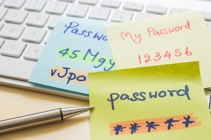 Online password management with keyborard, notes, pen.