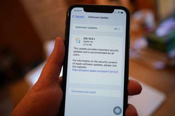 Apple security and software update appears on an iPhone screen