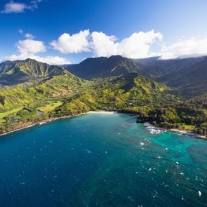 Scenic aerial views of Kauai from above
