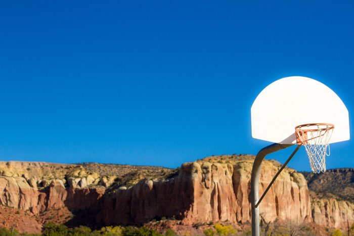 Basketball Hoop Against Southwest Cliffs & Indigo Sky