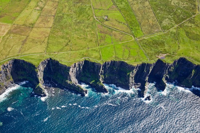 Aerial view of the "Cliffs of Moher" in Ireland