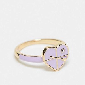 Heart Enamel Ring In Purple