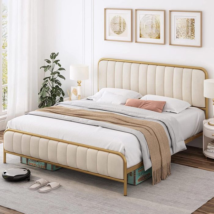 Hithos Upholstered Bed Frame With Tufted Headboard