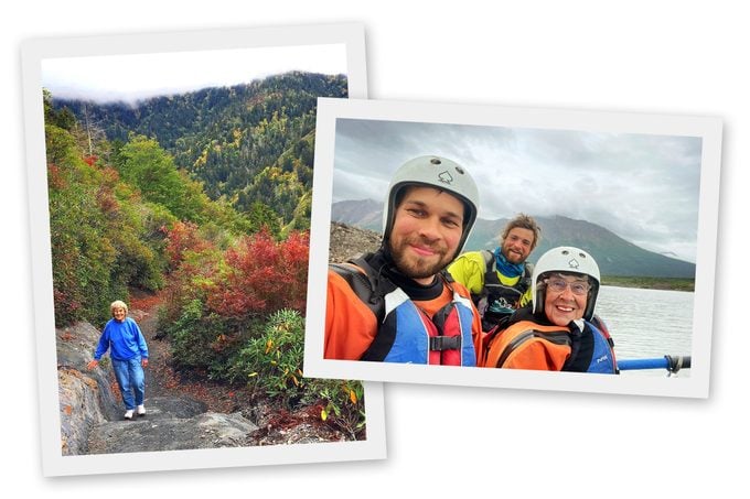 Left: Climbing the Alum Cave Train in Tennessee's Great Smoky Mountains National Park. Above: Whitewater rafting in Alaska's Wrangell-St. Elias National Park