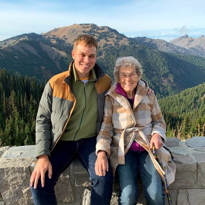 Brad and Grandma Joy finally take it easy atop Hurricane Ridge in Washington's Olympic National Park.
