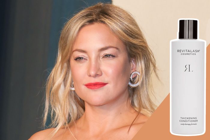 Kate Hudson with Thickening Conditioner product inset